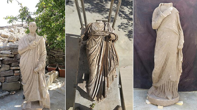 Side Antik Kenti'ndeki kazılarda 3 heykel bulundu